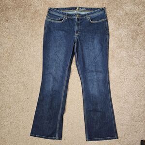 Carhartt Relaxed Fit Blue Jeans Womens 16 Regular Boot Leg 36x30 Work Pants